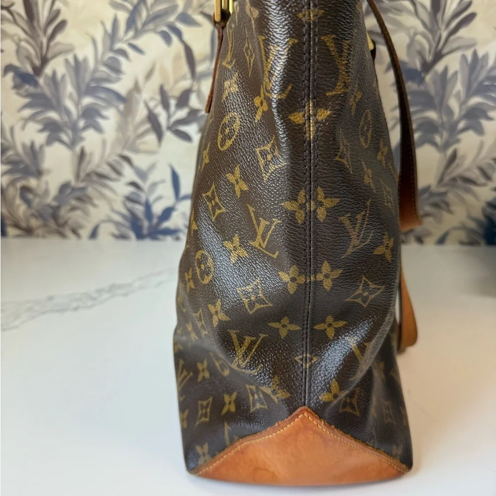Louis Vuitton Brown Monogram Canvas Tote with Tan Leather Straps